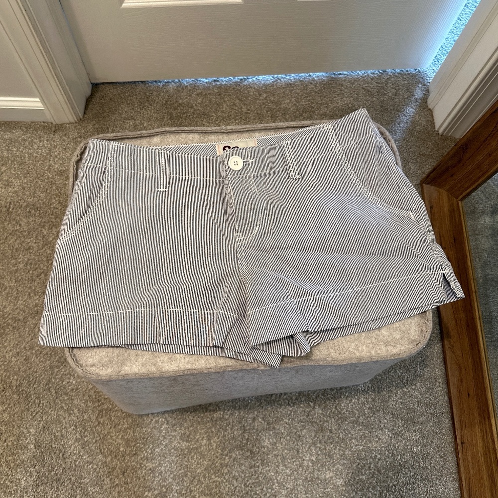Juniors Blue and White Striped Shorts